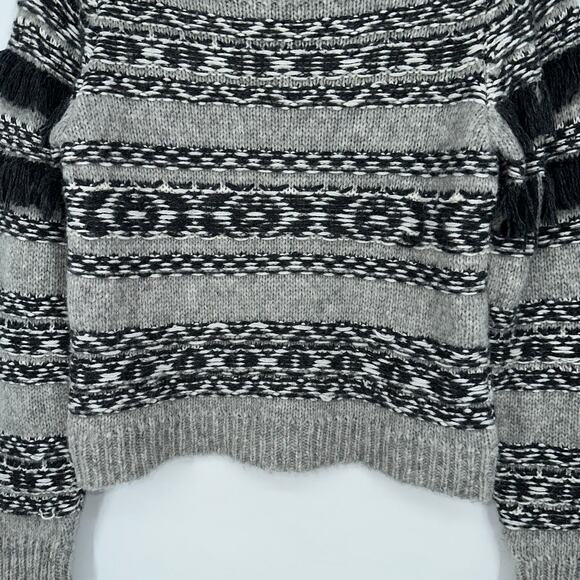 LoveShackFancy Atlas Rosie Sweater Fair Isle Chunky Knit Boho Cottagecore Gray - Picture 5 of 11